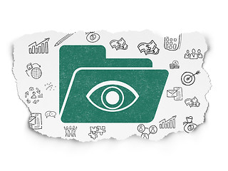 Image showing Business concept: Folder With Eye on Torn Paper background