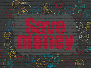 Image showing Currency concept: Save Money on wall background