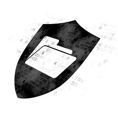 Image showing Finance concept: Folder With Shield on Digital background