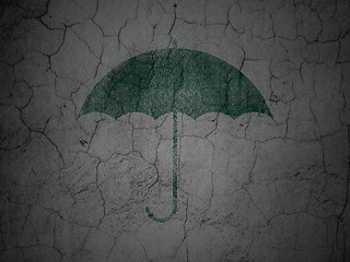 Image showing Security concept: Umbrella on grunge wall background