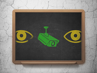 Image showing Privacy concept: cctv camera icon on School Board background