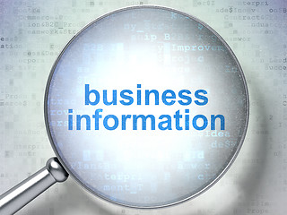 Image showing Business concept: Business Information with optical glass