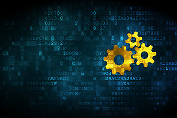 Image showing Marketing concept: Gears on digital background