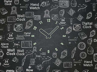 Image showing Time concept: Clock on School Board background