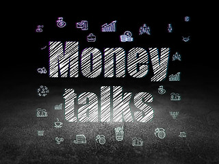 Image showing Finance concept: Money Talks in grunge dark room