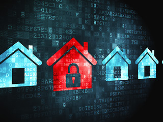 Image showing Protection concept: Home on digital background