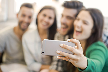 Image showing A selfie with friends