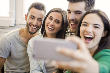 Image showing A selfie with friends