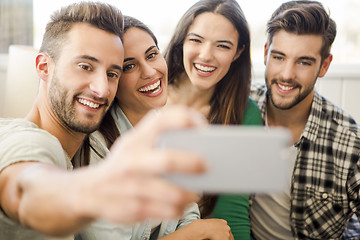 Image showing A selfie with friends