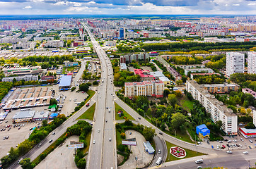 Image showing Aerial view on Permyakova street. Tyumen. Russia