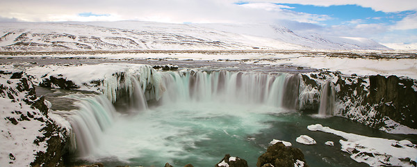 Image showing Waterfall Godafoss in wintertime, Iceland