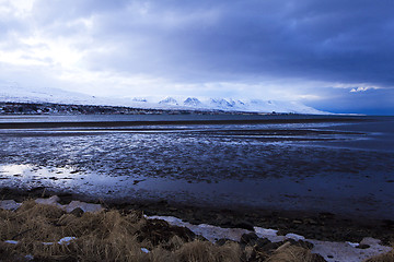 Image showing Volcanic mountain landscape in twilight, Iceland