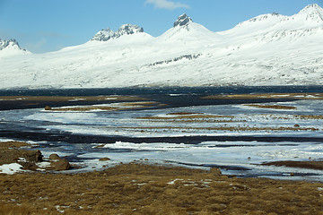 Image showing Snow-covered volcanic mountain landscape