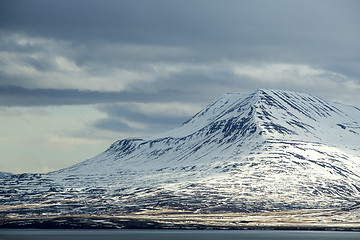 Image showing Snowy volcano mountain landscape in Iceland