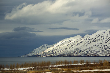 Image showing Snowy volcano mountain landscape in Iceland