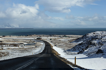 Image showing Snowy road in wintertime