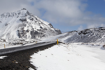 Image showing Snowy road in wintertime