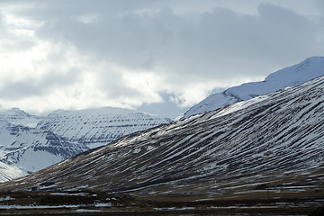 Image showing Snowy volcano mountain landscape in Iceland