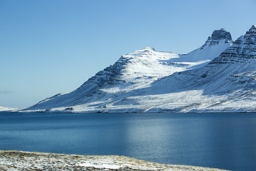 Image showing Snow-covered volcanic mountain landscape