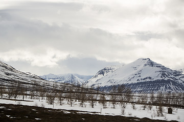 Image showing Snowy volcano mountain landscape in Iceland