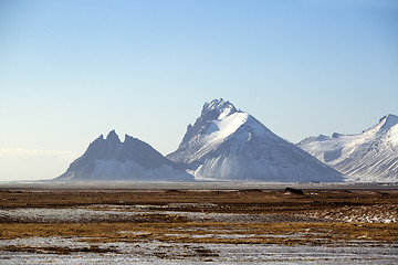 Image showing Snowy mountain landscape in Iceland