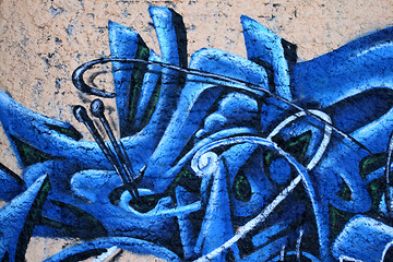 Image showing Graffiti blue wall