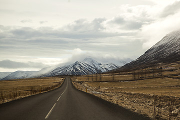 Image showing Road in volcanic mountain landscape in Iceland