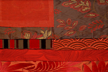 Image showing Fabric floral red
