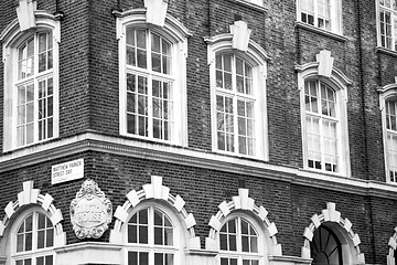 Image showing window in europe london old red brick wall and      historical 