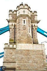 Image showing london tower in england old bridge   cloudy sky