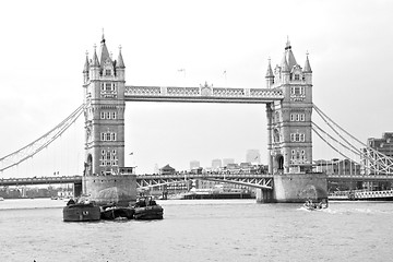 Image showing london tower in england old bridge and the cloudy sky