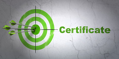 Image showing Law concept: target and Certificate on wall background