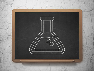 Image showing Science concept: Flask on chalkboard background