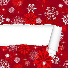 Image showing Snowflakes Pattern With Torn  Stripe