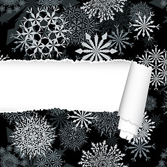 Image showing Snowflakes Pattern With Torn  Stripe