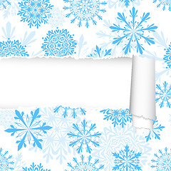 Image showing Snowflakes Pattern With Torn  Stripe