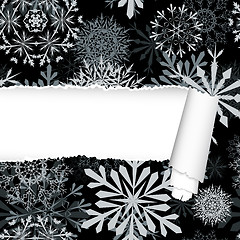 Image showing Snowflakes Pattern With Torn  Stripe