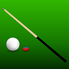 Image showing Billiard Cue, Ball and Chalk