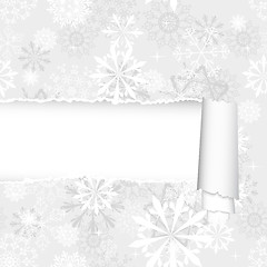 Image showing Snowflakes Pattern With Torn  Stripe