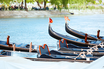 Image showing Gondolas in the river