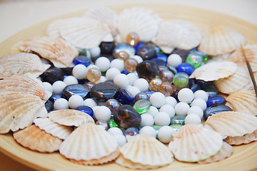 Image showing Seashells and stones