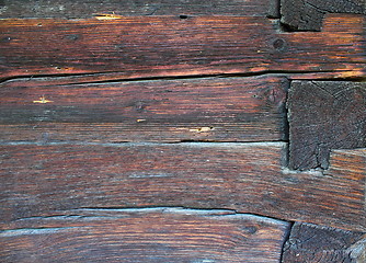 Image showing wooden beams on lodge wall