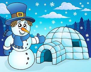 Image showing Igloo with snowman theme 3