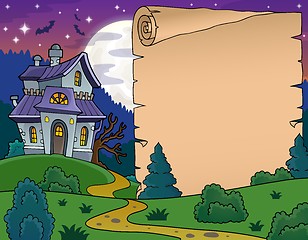 Image showing Parchment with haunted house thematics 5