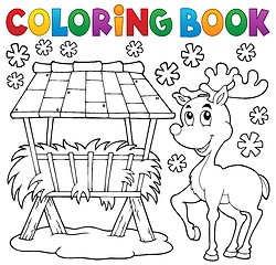 Image showing Coloring book hay rack and reindeer