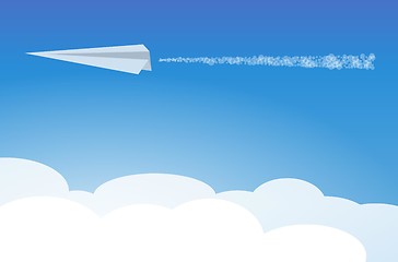Image showing paper airplane in clouds