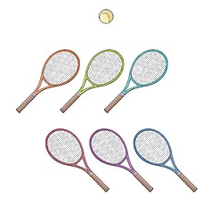 Image showing tennis rackets and ball