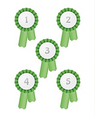 Image showing five award ribbons