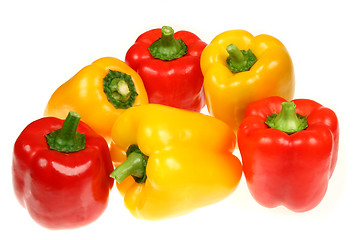 Image showing Red and yellow peppers