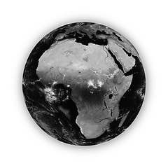 Image showing Africa on dark planet Earth